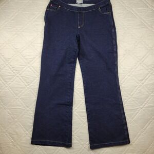 pajama jeans dark blue pull on lined blue jeans size L (waist 34)